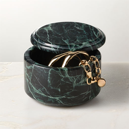 Emil Round Green Spider Marble Box