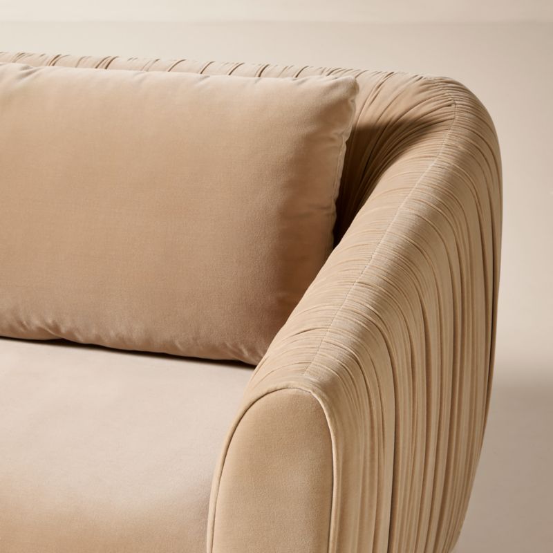 Emile 78" Camel Velvet Ruched Apartment Sofa - image 6 of 8