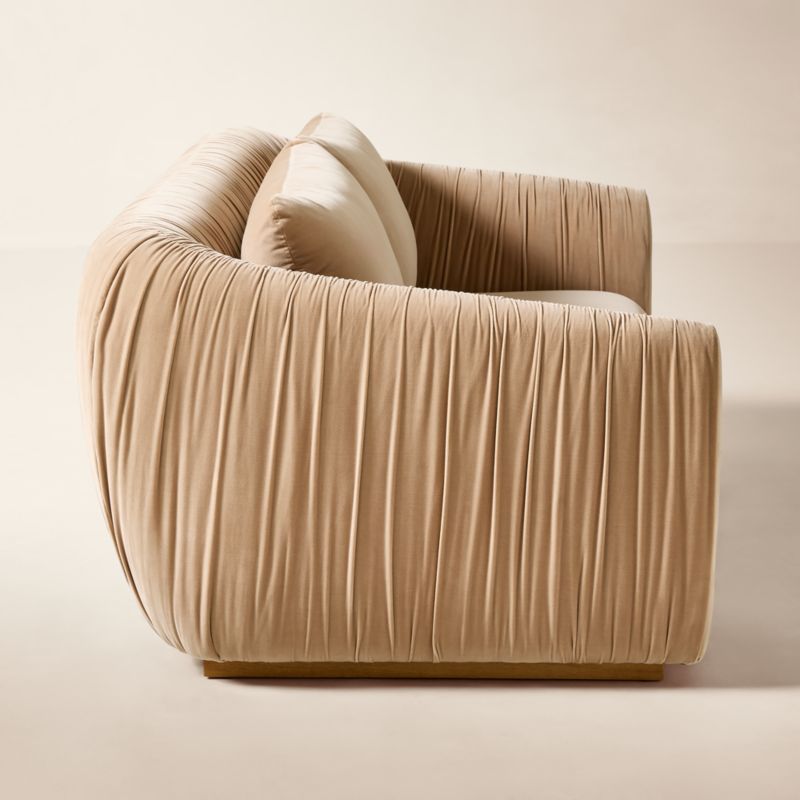 Emile 78" Camel Velvet Ruched Apartment Sofa - image 4 of 8