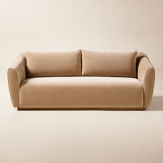 Emile 78" Camel Velvet Ruched Apartment Sofa