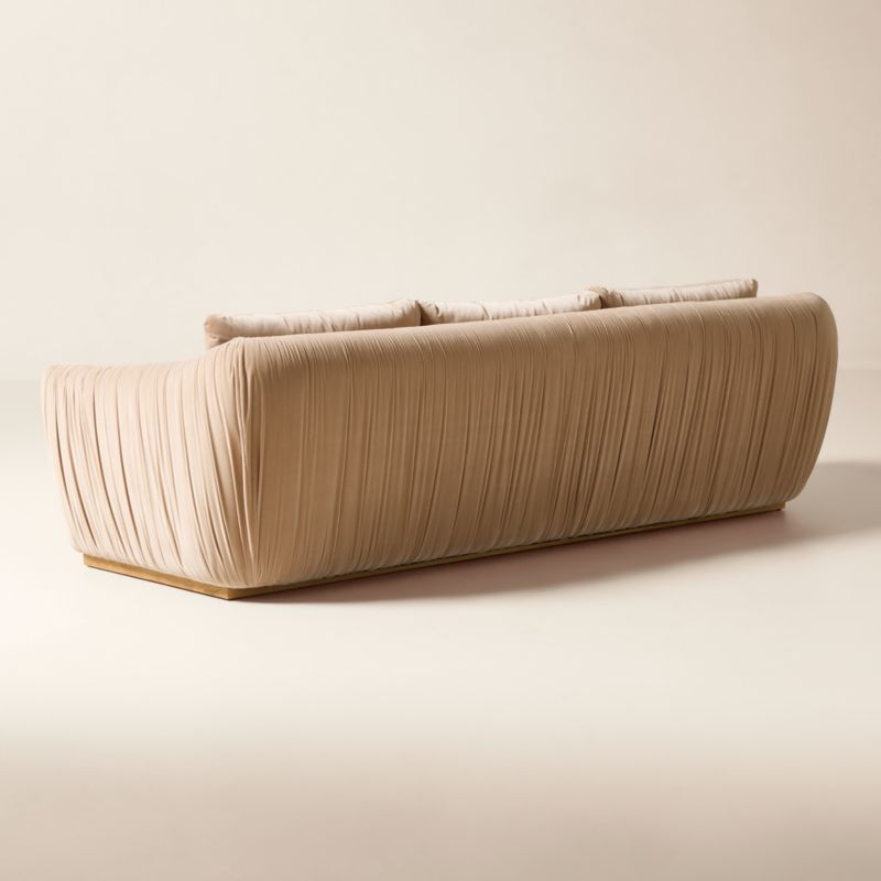 Emile 99" Camel Velvet Ruched Sofa - image 4 of 7