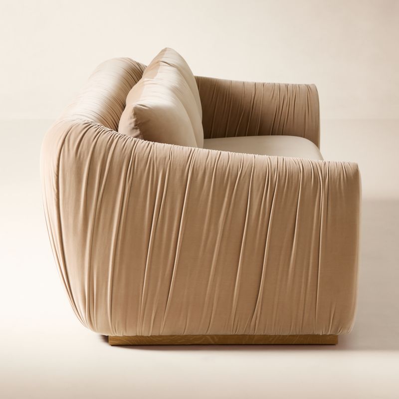 Emile 99" Camel Velvet Ruched Sofa - image 2 of 7