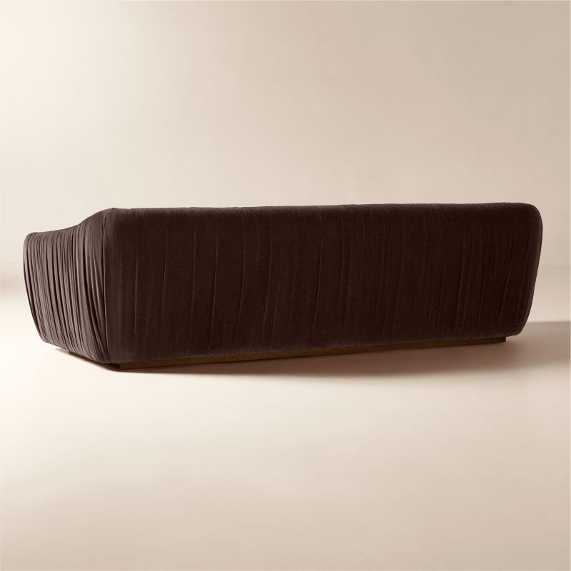 Emile 99" Dark Brown Ruched Velvet Sofa - image 3 of 9