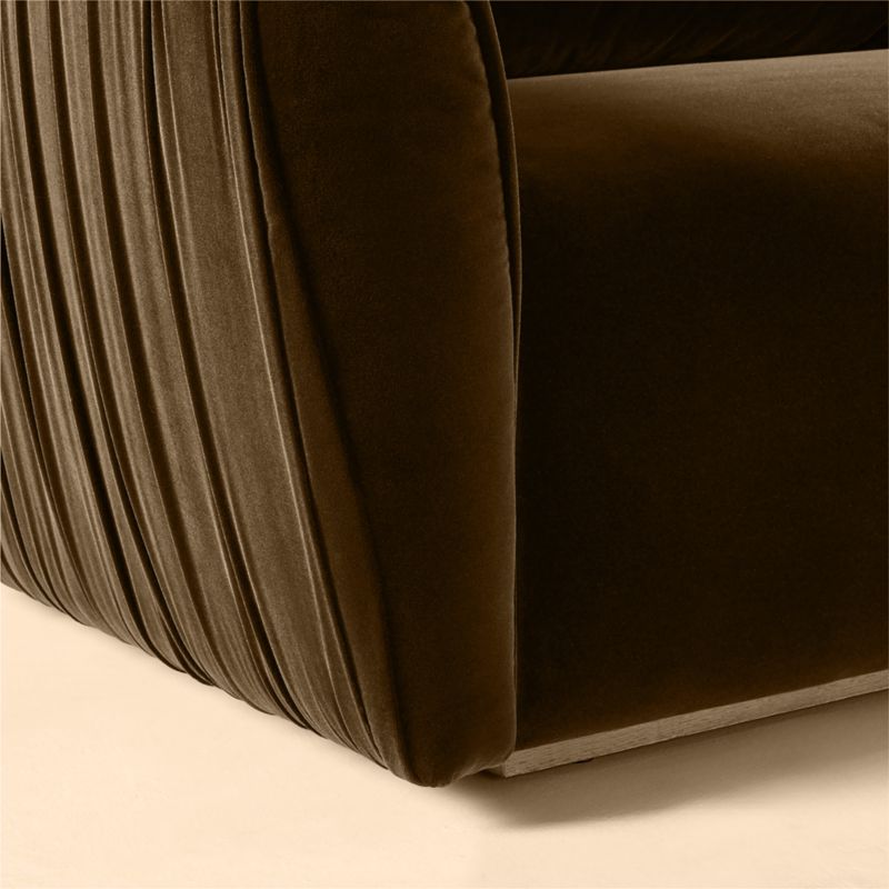 Emile 99" Dark Brown Ruched Velvet Sofa - image 5 of 9