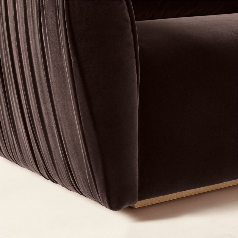 Emile 99" Dark Brown Ruched Velvet Sofa - image 5 of 9