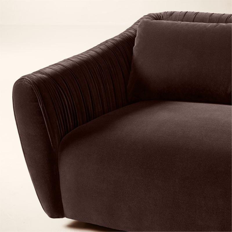 Emile 99" Dark Brown Ruched Velvet Sofa - image 4 of 9