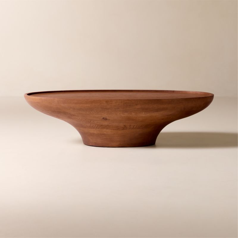 Viewing product image Emira Oval Light Brown Oak Wood Coffee Table - image 1 of 7