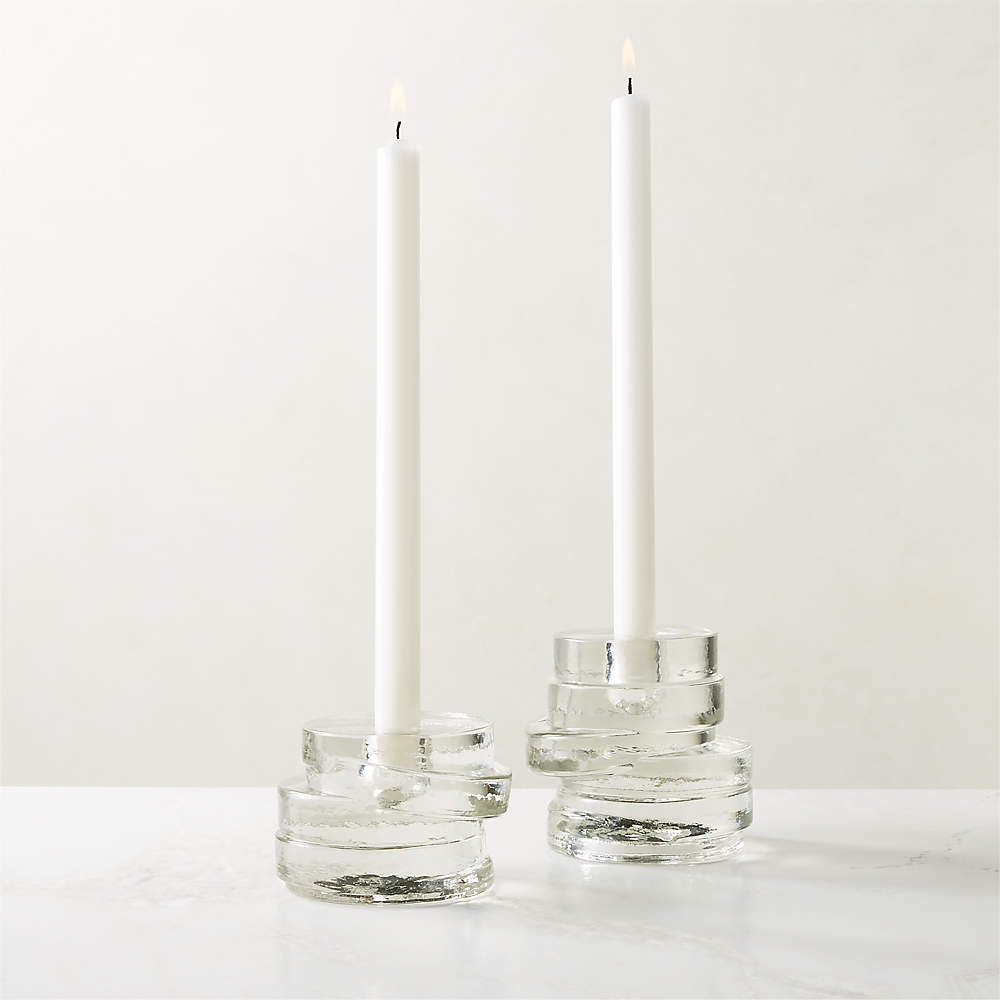 Moravian Star Candle Holders For Taper Candles Set 2 Mercury Glass