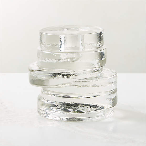 Emitt Modern Cast Glass Taper Candle Holder Small + Reviews CB2