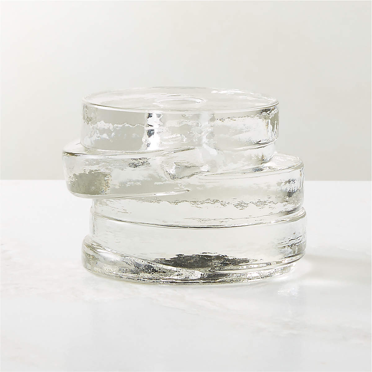 Emitt Modern Cast Glass Taper Candle Holder Small + Reviews | CB2