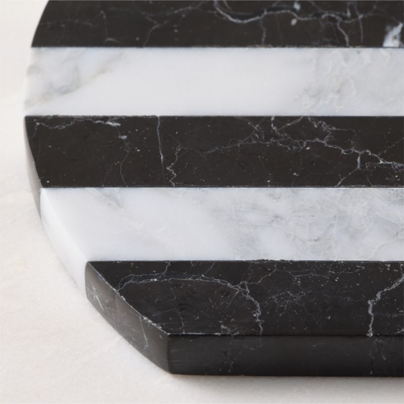 Emilio Oval Black And White Striped Marble Serving Platter - image 1 of 6