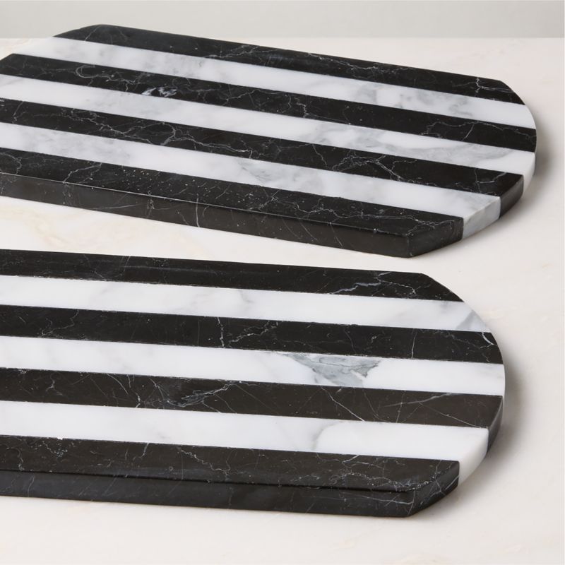 Emilio Oval Black And White Striped Marble Serving Platter - image 4 of 6