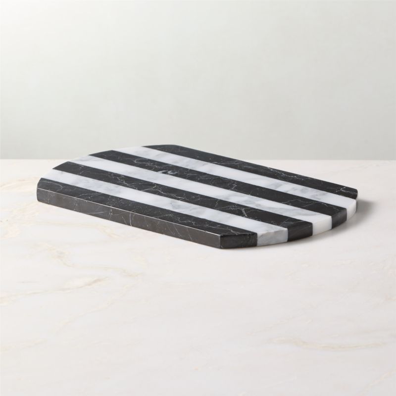 Emilio Oval Black And White Striped Marble Serving Platter - image 5 of 6