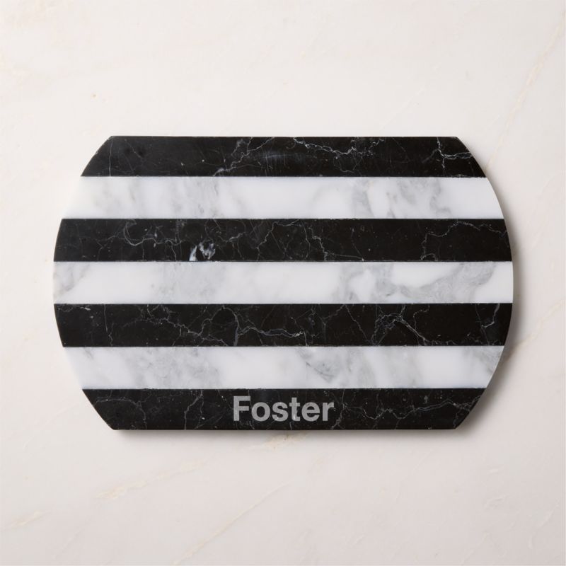 Emilio Oval Black And White Striped Marble Serving Platter - image 2 of 6