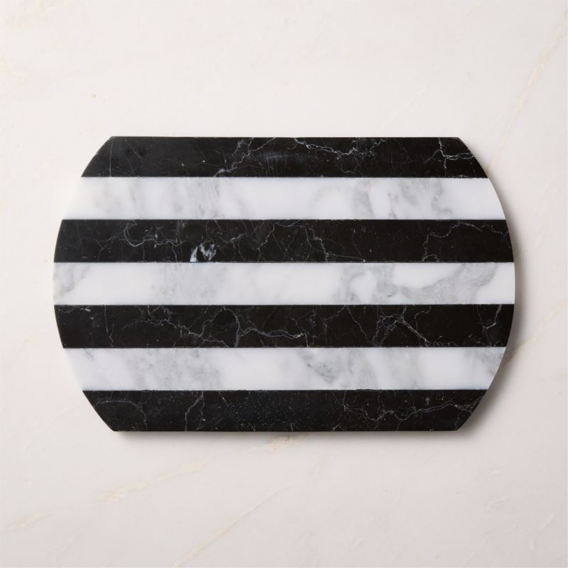 Emilio Oval Black And White Striped Marble Serving Platter - image 3 of 6