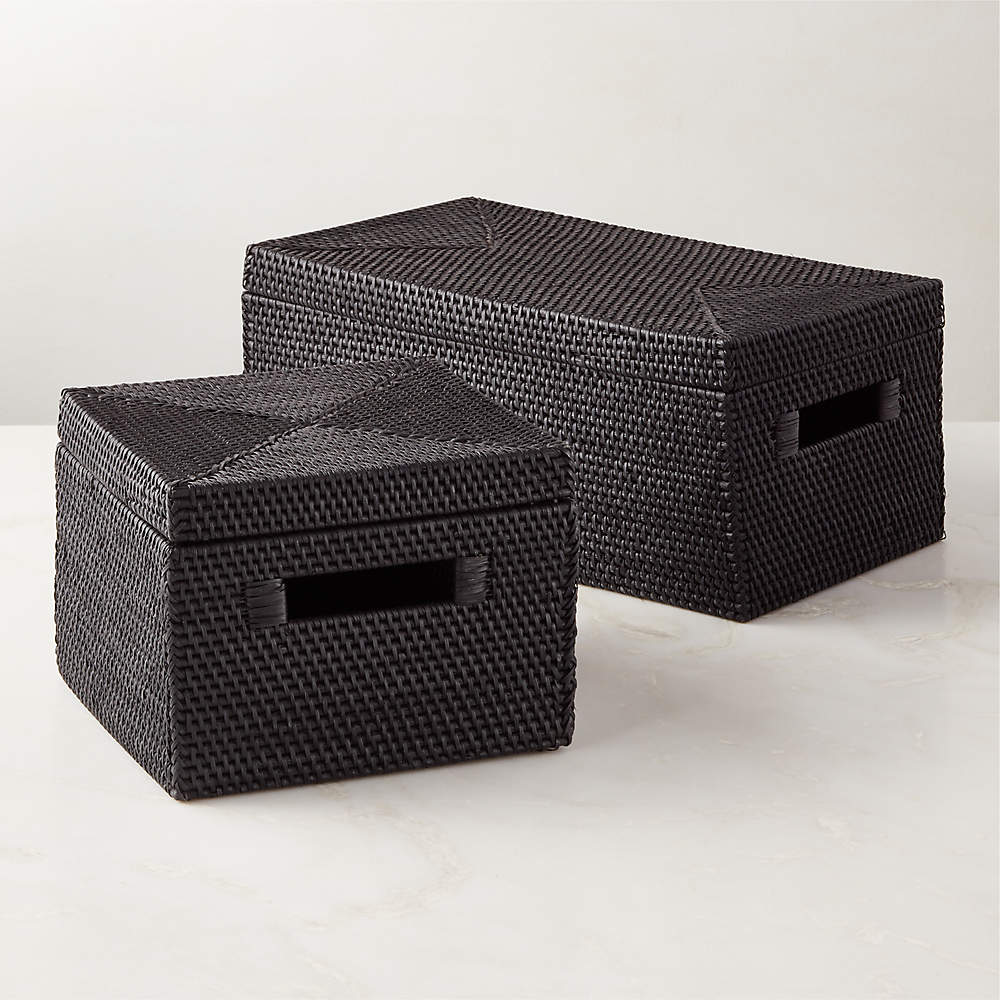 Conway Rectangular Black Cotton Storage Basket Small + Reviews