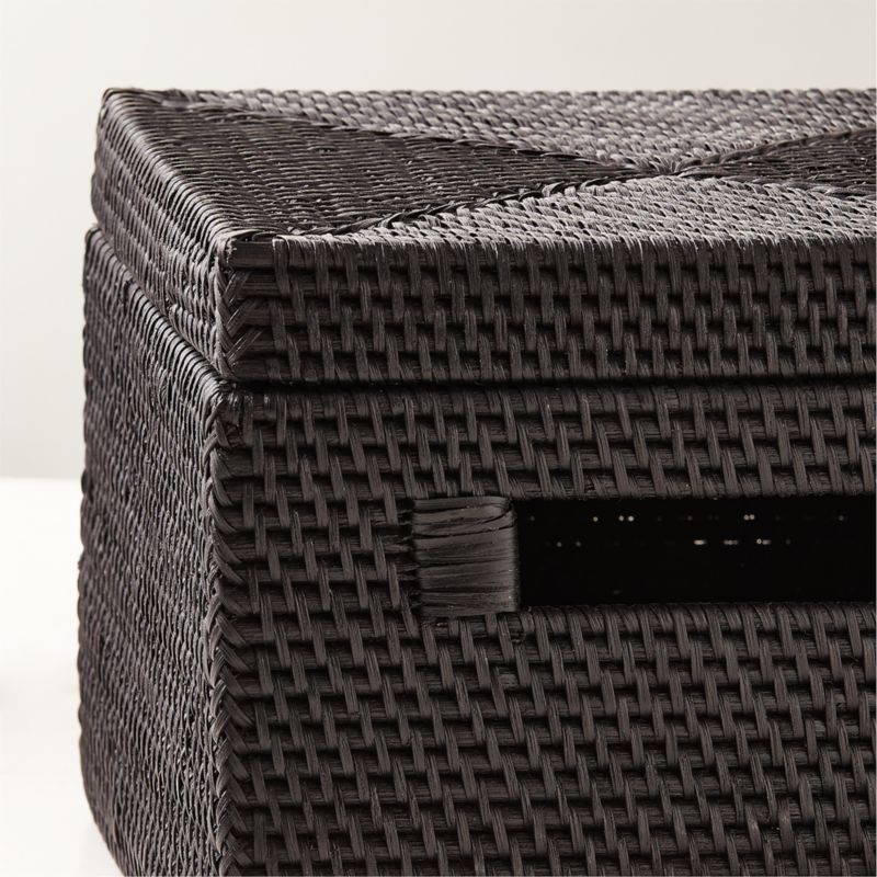 Emme Square Woven Black Rattan Storage Basket - image 3 of 5