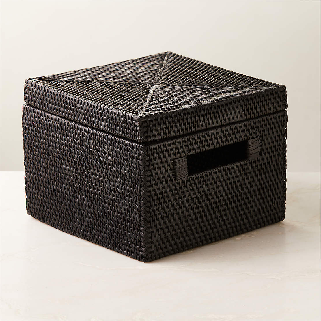 Lyn Woven Black Storage Basket + Reviews CB2