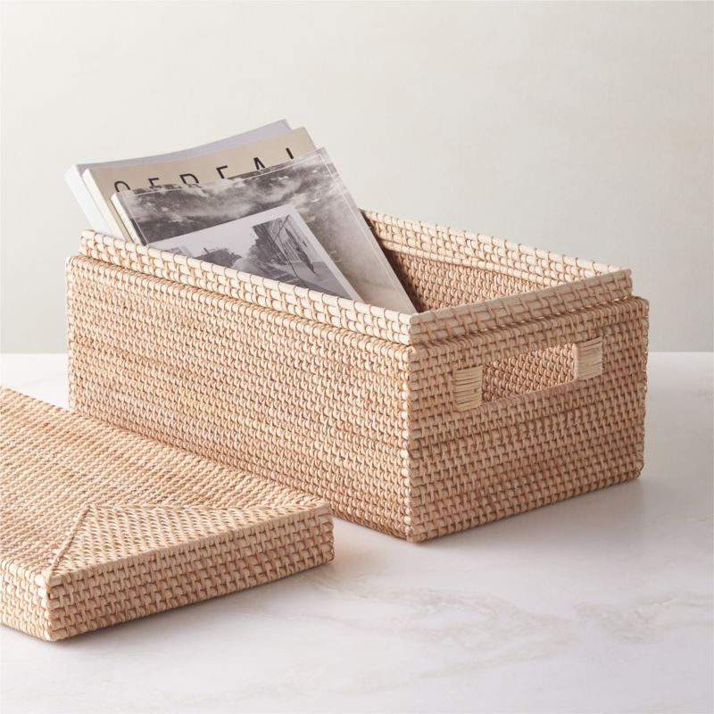 Emme Rectangular Handwoven Natural Rattan Storage Basket - image 1 of 4