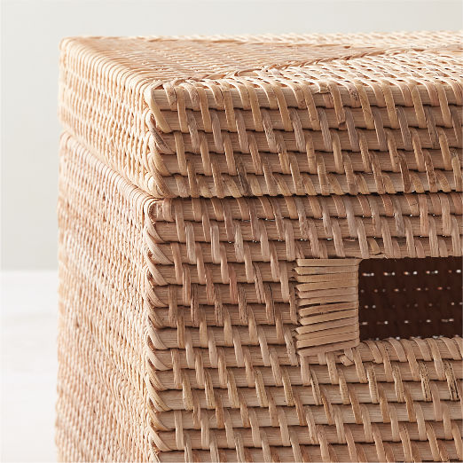 Emme Square Handwoven Natural Rattan Storage Basket