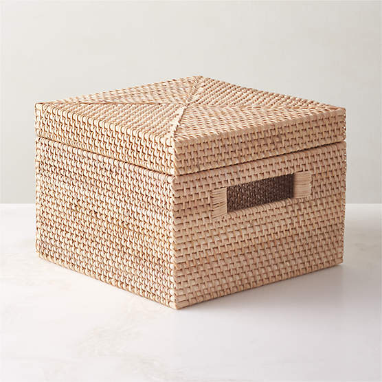 Emme Square Handwoven Natural Rattan Storage Basket