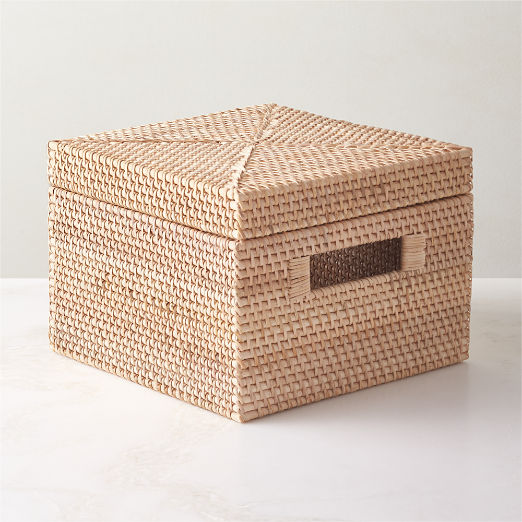 Emme Square Handwoven Natural Rattan Storage Basket