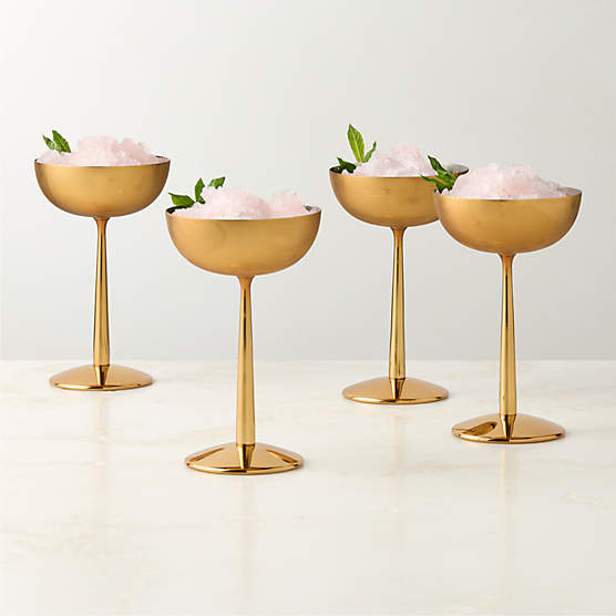 Emporia Brass-Plated Coupe Glasses Set of 4