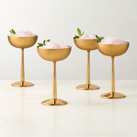 Emporia Brass-Plated Coupe Glasses Set of 4