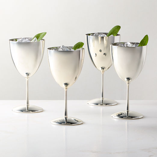 Emporia Stainless Steel Nick & Nora Glasses Set of 4