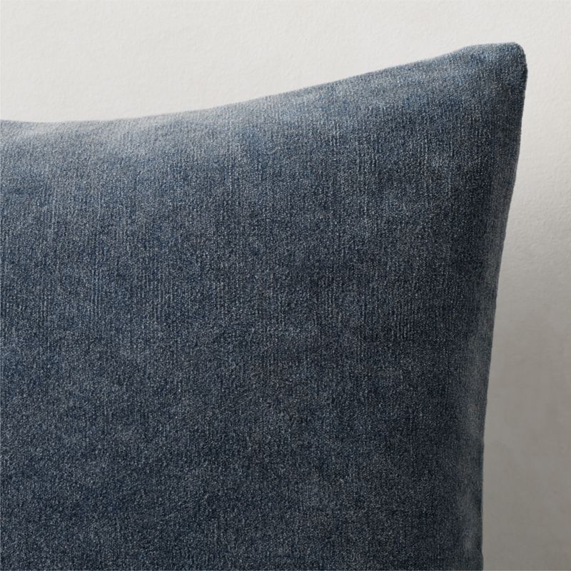 Encino Navy Blue Organic Cotton Stonewashed Velvet Throw Pillow with Down-Alternative Insert 20"x20" - image 2 of 4