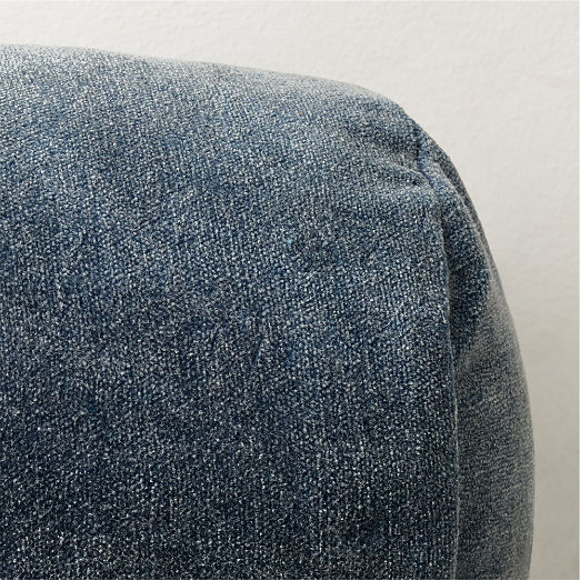 Encino Navy Blue Organic Cotton Stonewashed Velvet Bolster Throw Pillow 24"x6"