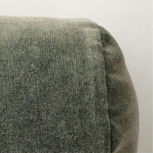 Encino Smoked Green Cotton Stonewashed Velvet Bolster Throw Pillow 24"x6"