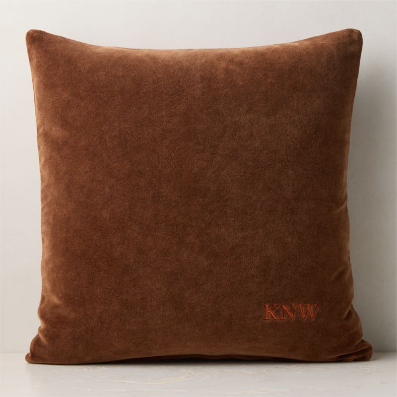 Encino Sienna Brown Organic Cotton Stonewashed Velvet Throw Pillow Cover 23"x23" - image 1 of 4