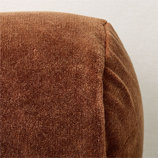 Encino Sienna Brown Cotton Stonewashed Velvet Bolster Throw Pillow 24"x6"