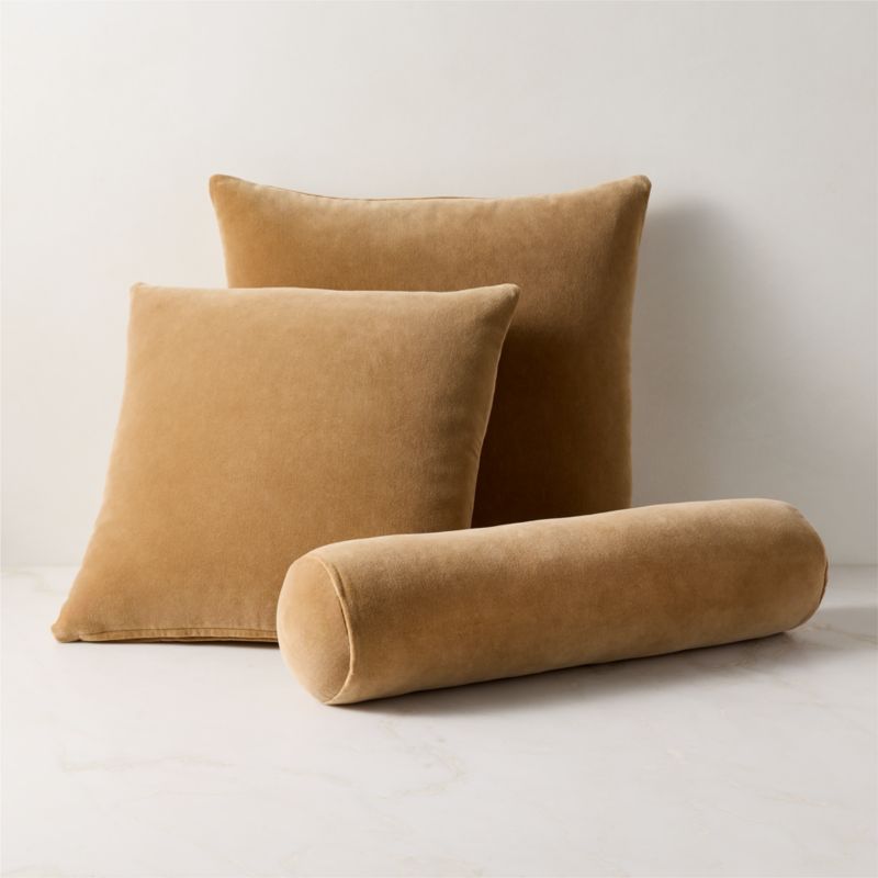 Encino Tan Organic Cotton Stonewashed Velvet Throw Pillow with Down-Alternative Insert 20"x20" - image 3 of 4