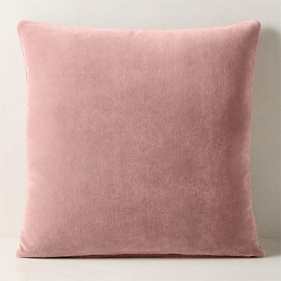 Encino Dusty Rose Organic Cotton Stonewashed Velvet Throw Pillow with Down-Alternative Insert 23"x23"