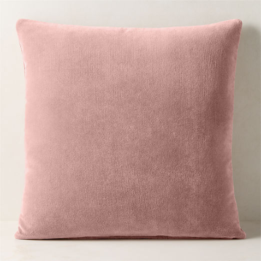 Encino Dusty Rose Organic Cotton Stonewashed Velvet Throw Pillow 23"x23"
