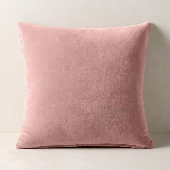 Encino Dusty Rose Organic Cotton Stonewashed Velvet Throw Pillow with Down-Alternative Insert 20"x20"