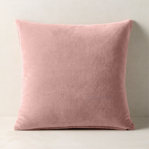 Encino Dusty Rose Organic Cotton Stonewashed Velvet Throw Pillow Cover 20"x20"