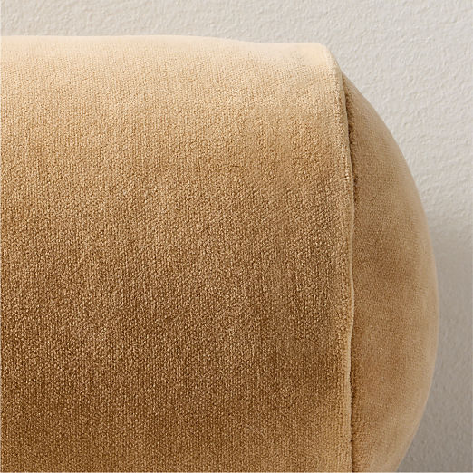 Encino Tan Cotton Stonewashed Velvet Bolster Throw Pillow 24"x6"