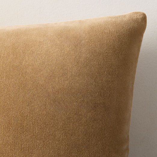 Encino Tan Organic Cotton Stonewashed Velvet Throw Pillow 20"x20"