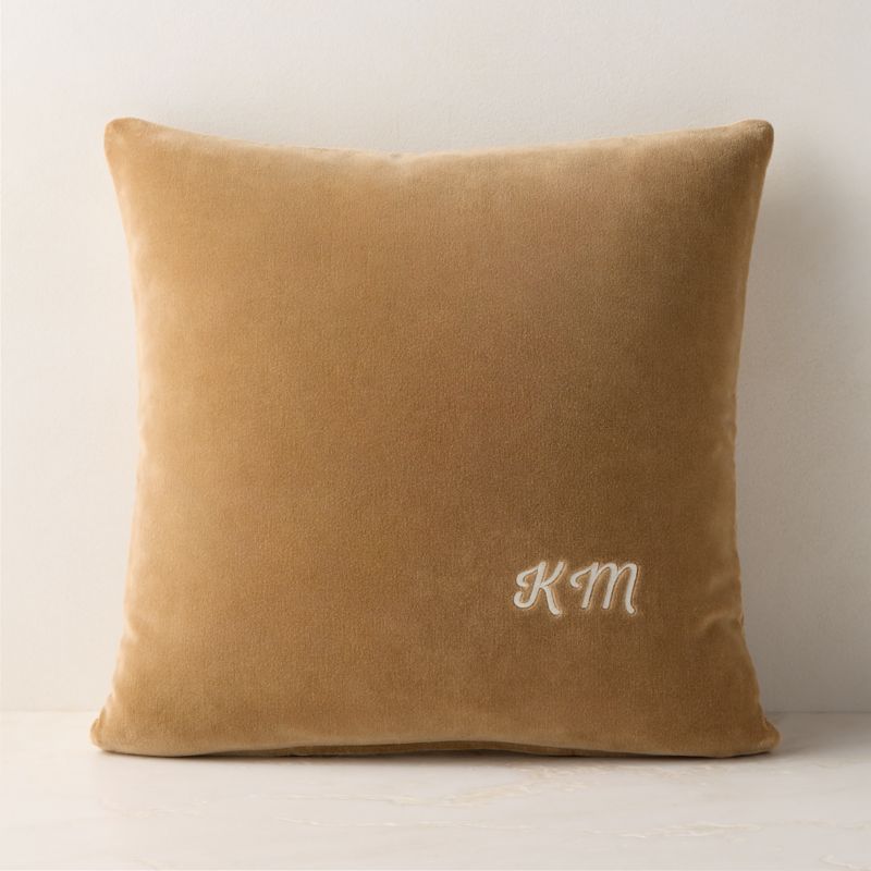 Encino Tan Organic Cotton Stonewashed Velvet Throw Pillow with Down-Alternative Insert 20"x20" - image 2 of 4