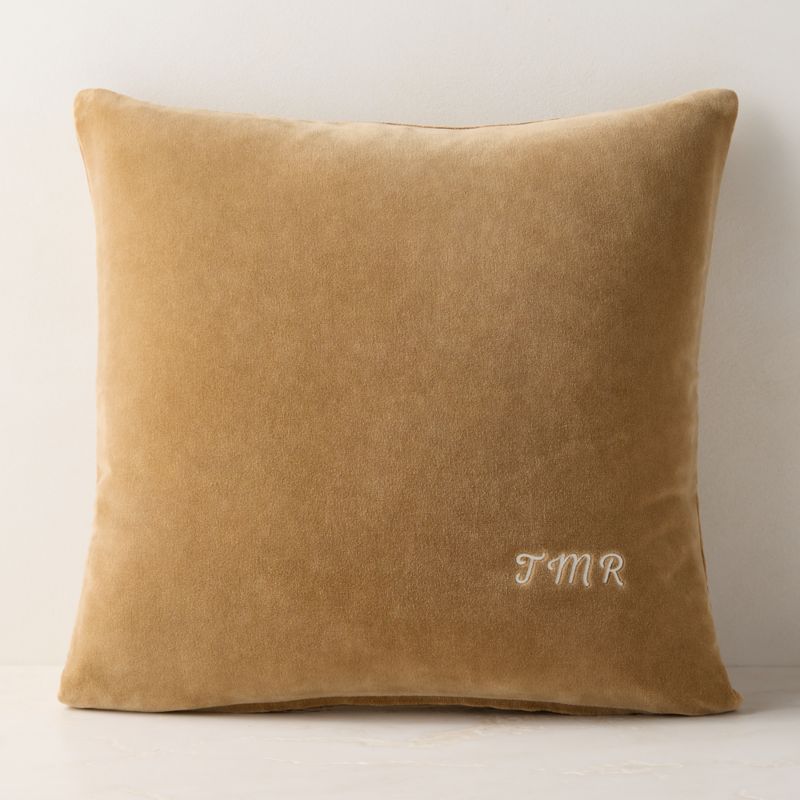Encino Tan Organic Cotton Stonewashed Velvet Throw Pillow with Down-Alternative Insert 23"x23" - image 2 of 4