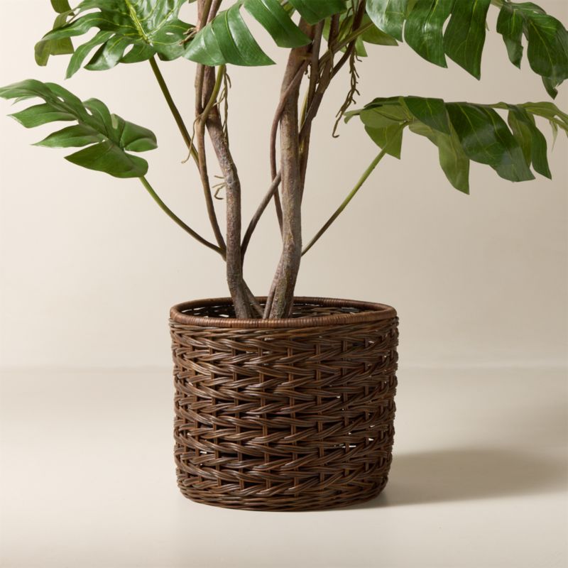 View Ennio Handwoven Brown Rattan Storage Basket Small details