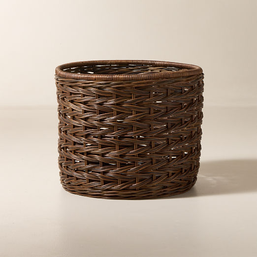Ennio Handwoven Brown Rattan Storage Basket Small