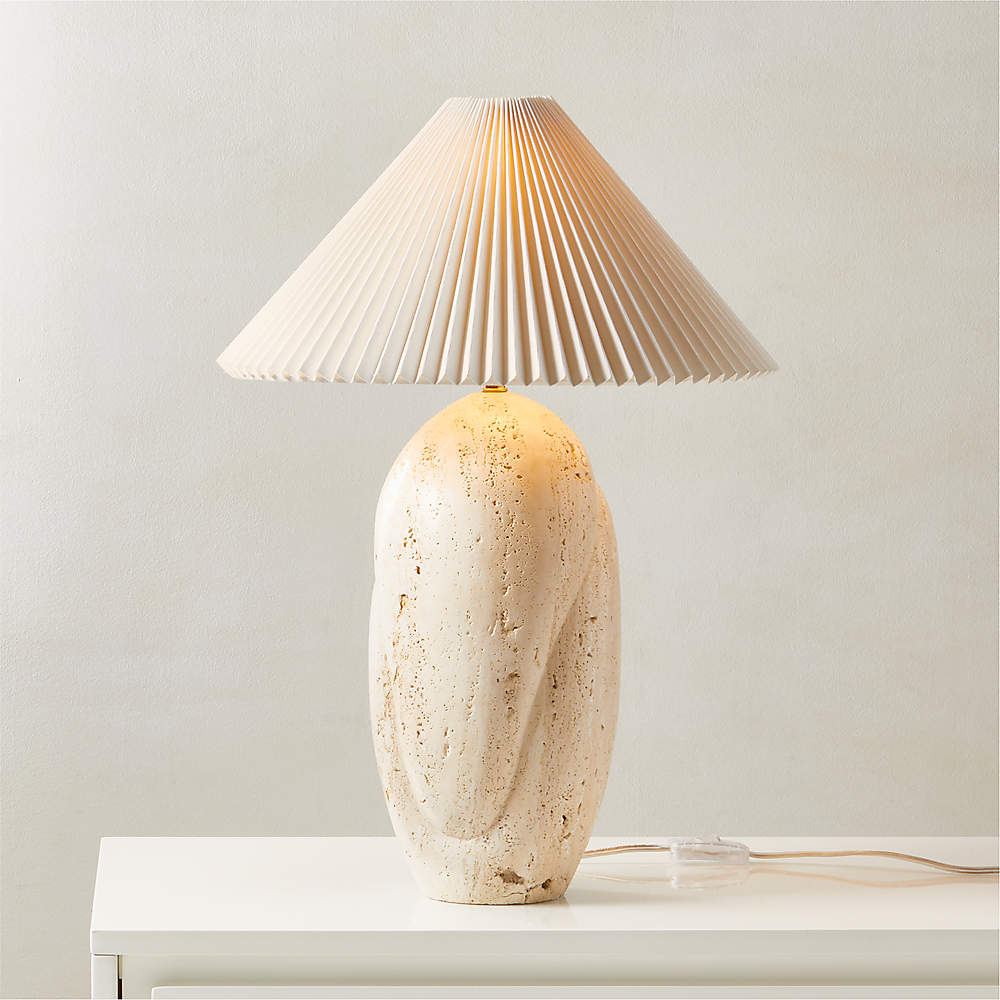 Enora White Travertine Table Lamp + Reviews