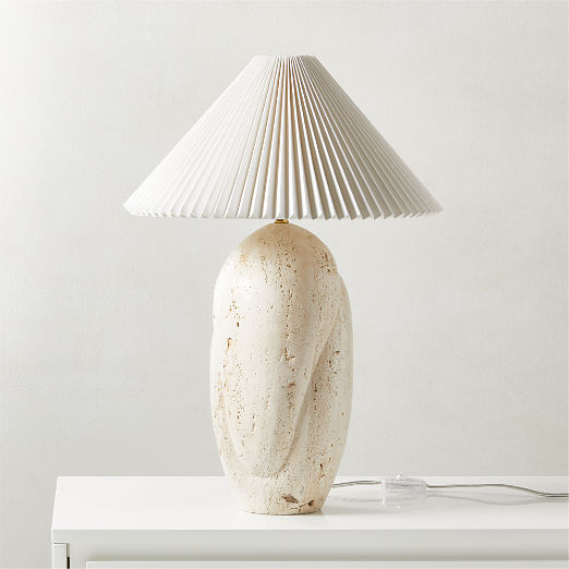 Enora White Travertine Table Lamp