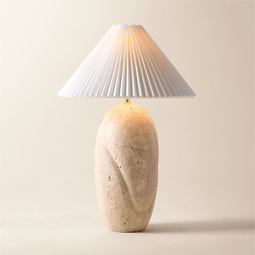 Enora White Travertine Table Lamp