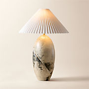 Enora White Travertine Table Lamp