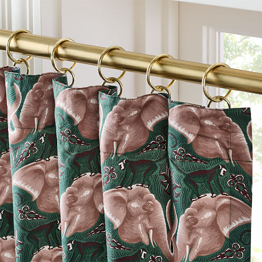 Entwined Elephants Green Curtain Panel - The White Lotus